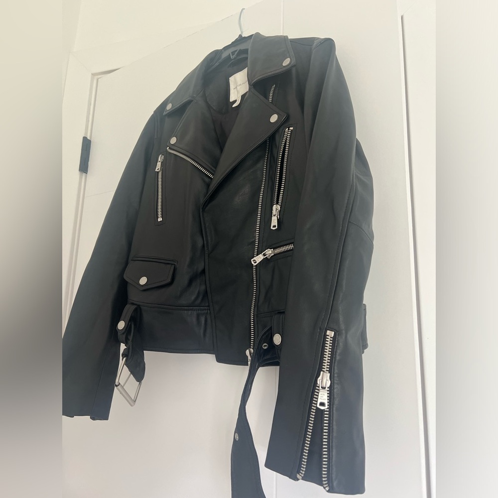 Avec Les Filles Black Leather Moto Jacket